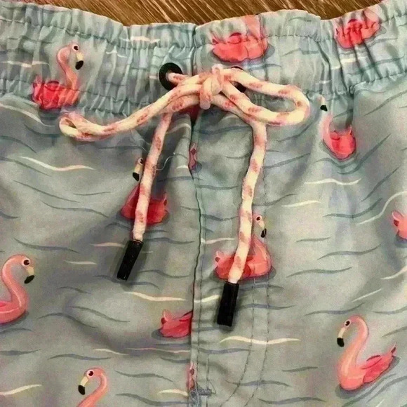 Broken Threads Surf Men’s Blue Flamingo Swim Trunks Shorts Lined Size Large - Picture 6 of 7